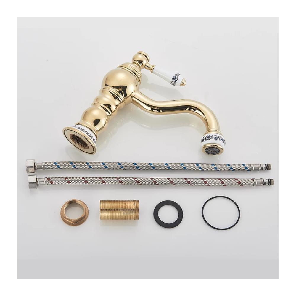 Rubinetto per lavabo da bagno, Blackswan, tipo M41, modello oro, misura 20 cm - Foto 4