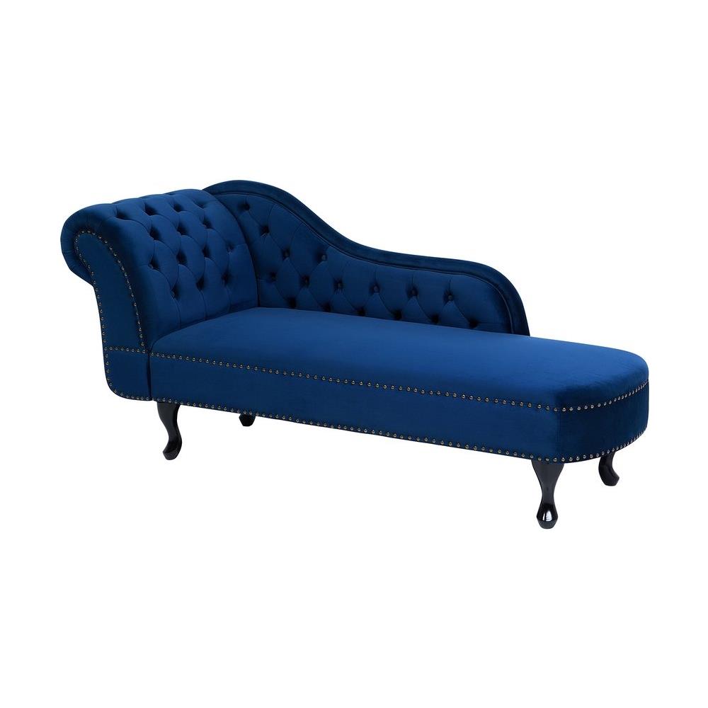 Chaise Longue Sinistra In Velluto Blu Nimes - Foto 1