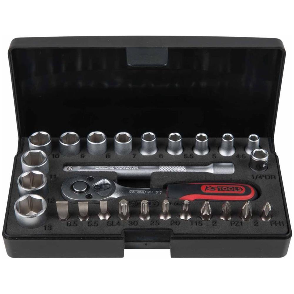26 Pz Set Chiave A Cricchetto Bussole E Punte 1/4"" 917.0626 - Foto 2