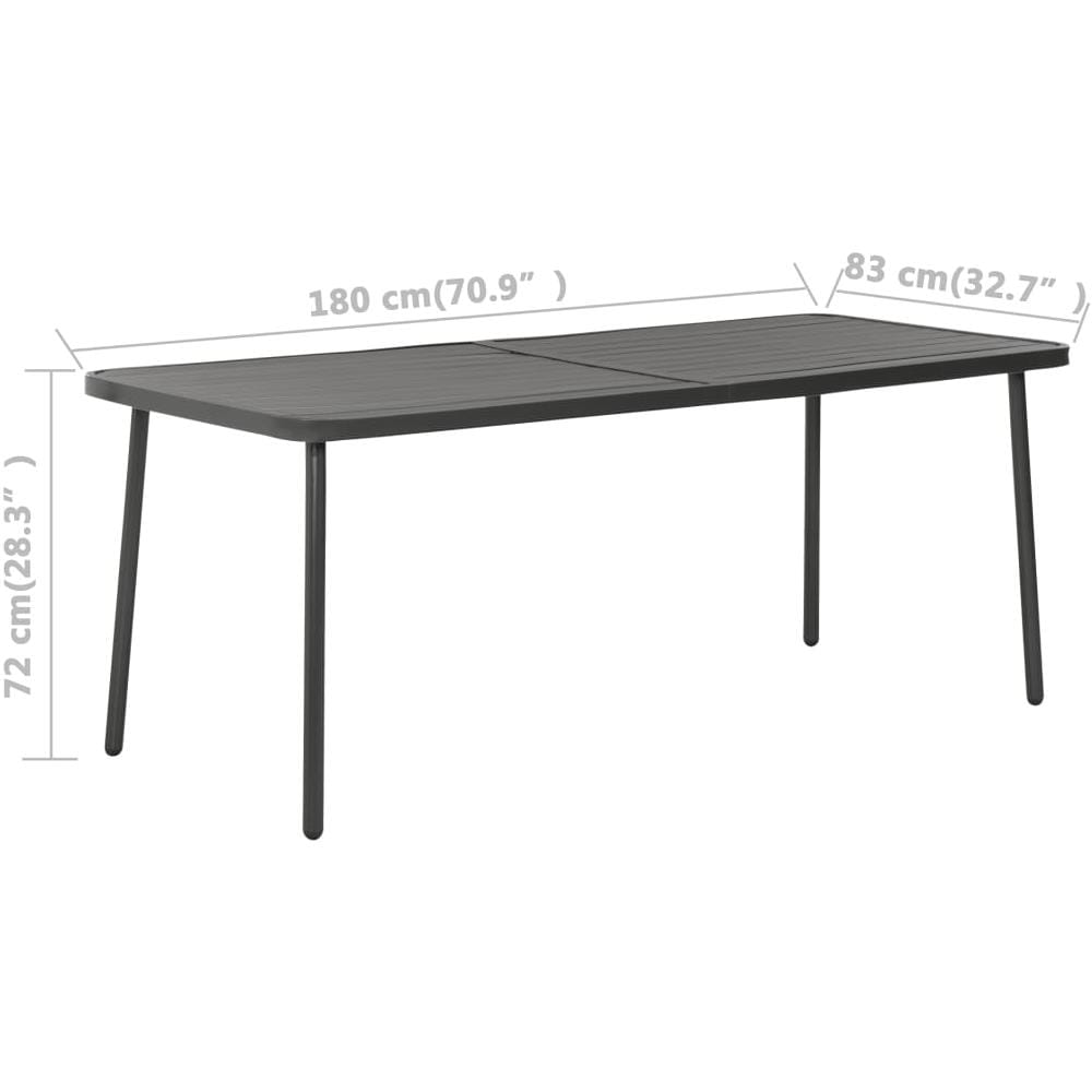 Tavolo Da Giardino Grigio Scuro 180x83x72 Cm In Acciaio - Foto 11