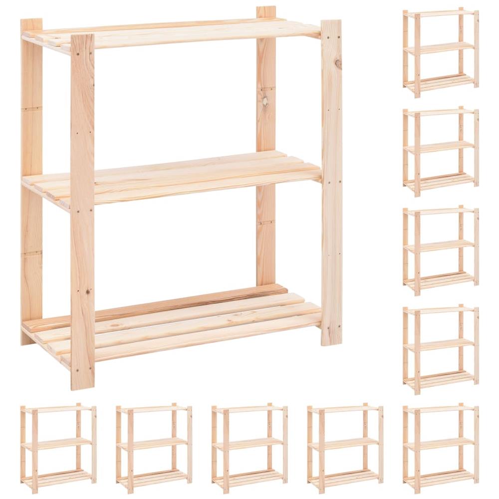 Scaffali A 3 Livelli 10 Pz 80x38x90 Cm Massello Pino Fsc 150 Kg - Foto 1