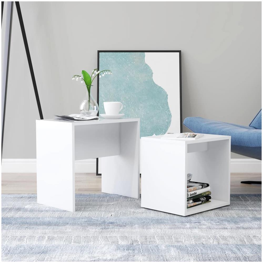 Tavolino da Salotto Bianco 48x30x45 cm in Legno Multistrato - Foto 1