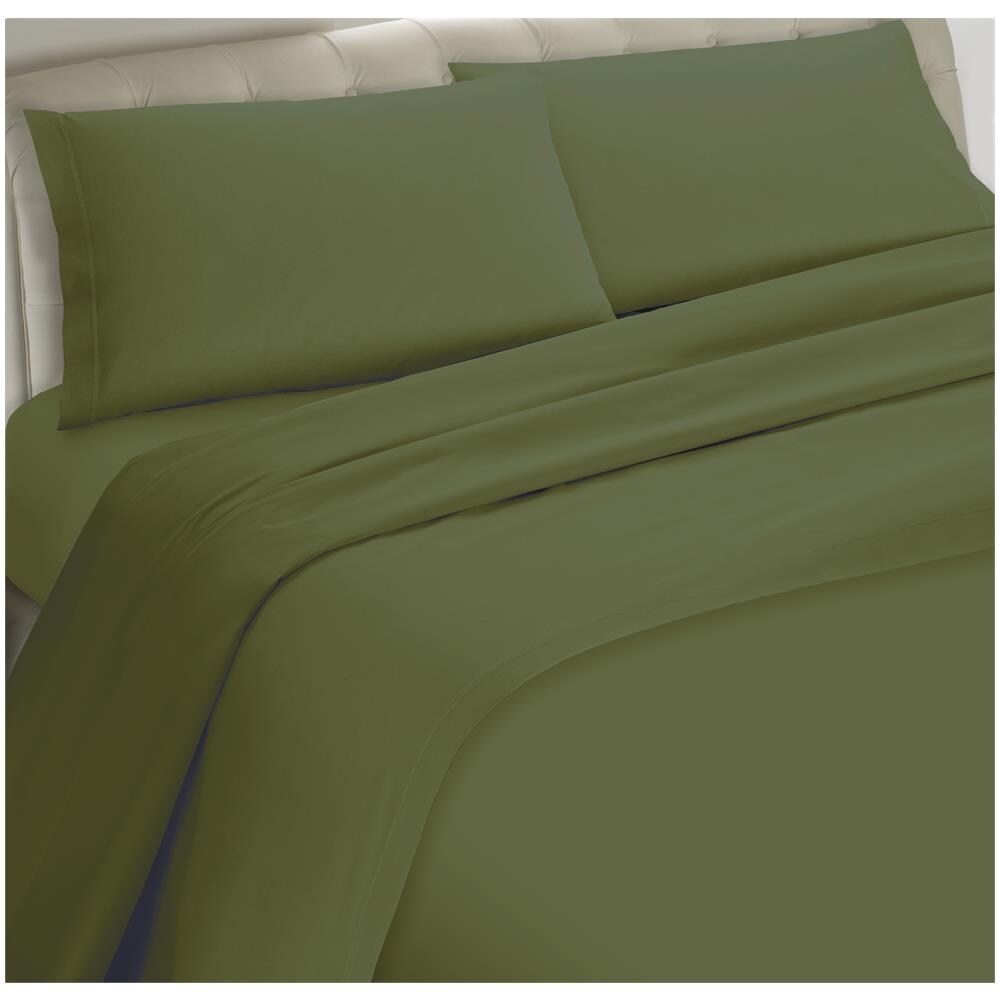 Set Completo Lenzuola 100% Microfibra - Una Piazza E Mezza, Lenzuolo Sopra 180 X 290 Cm, Lenzuolo Sotto 110/120 X 190/200 X 25 Cm, 1 Federa 52 X 82 Cm - Militare - Foto 1