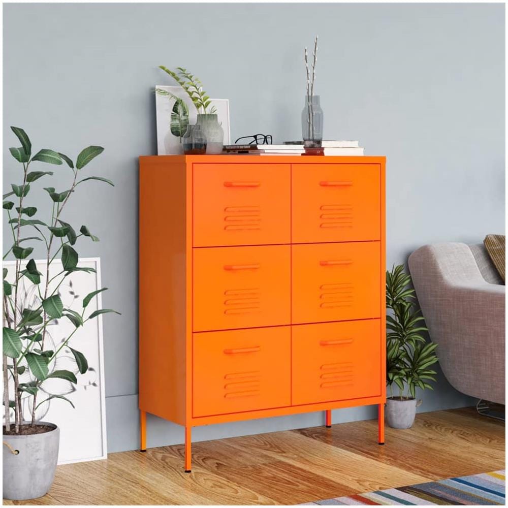 Cassettiera Arancione 80x35x101,5 Cm In Acciaio - Foto 1