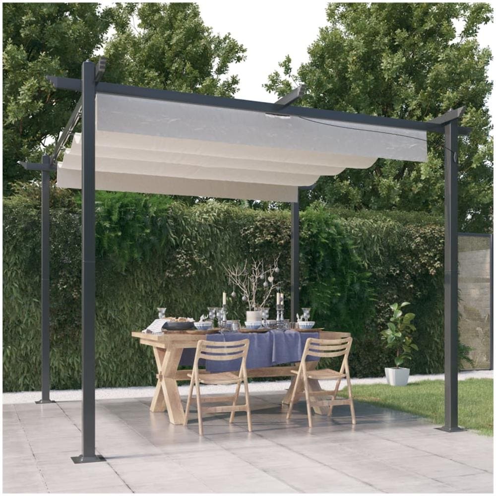 Pergola Da Giardino Con Tetto Retrattile 3x3 M Crema - Foto 1