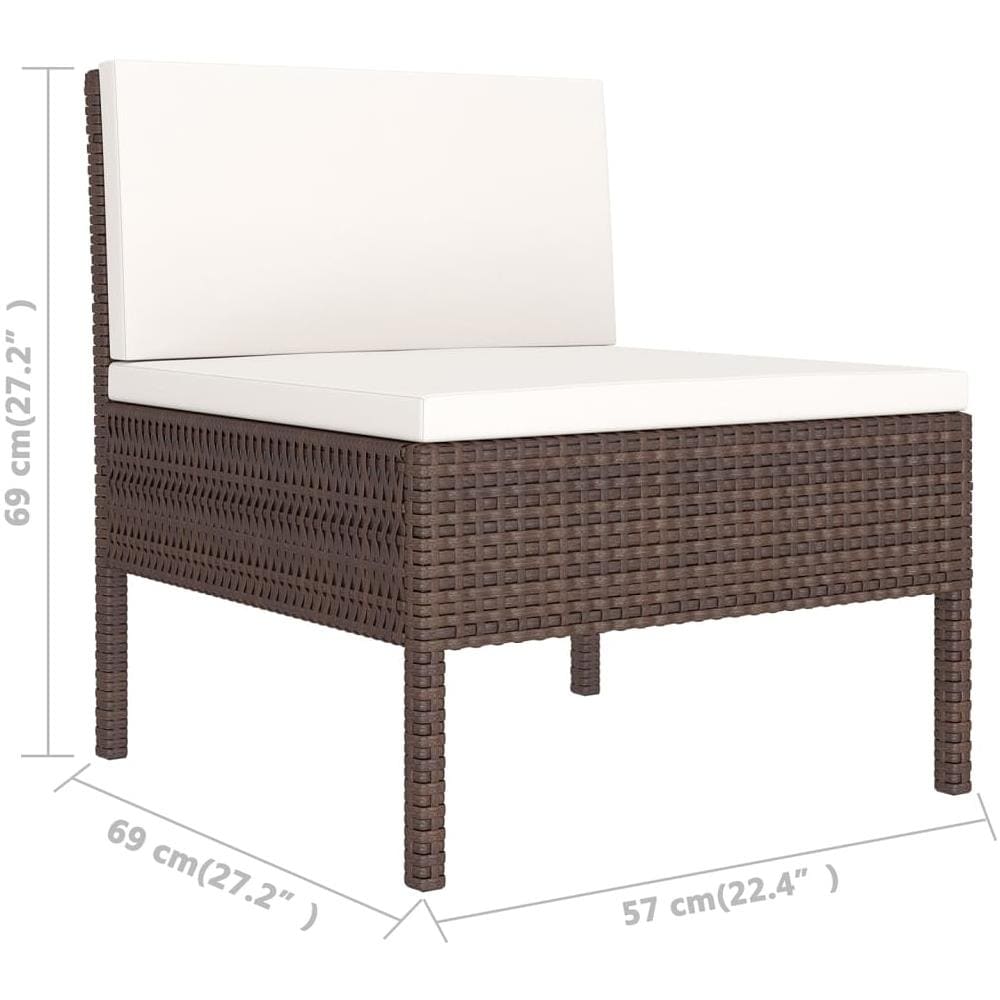 Set Divani Da Giardino 8 Pz Con Cuscini In Polyrattan Marrone - Foto 2