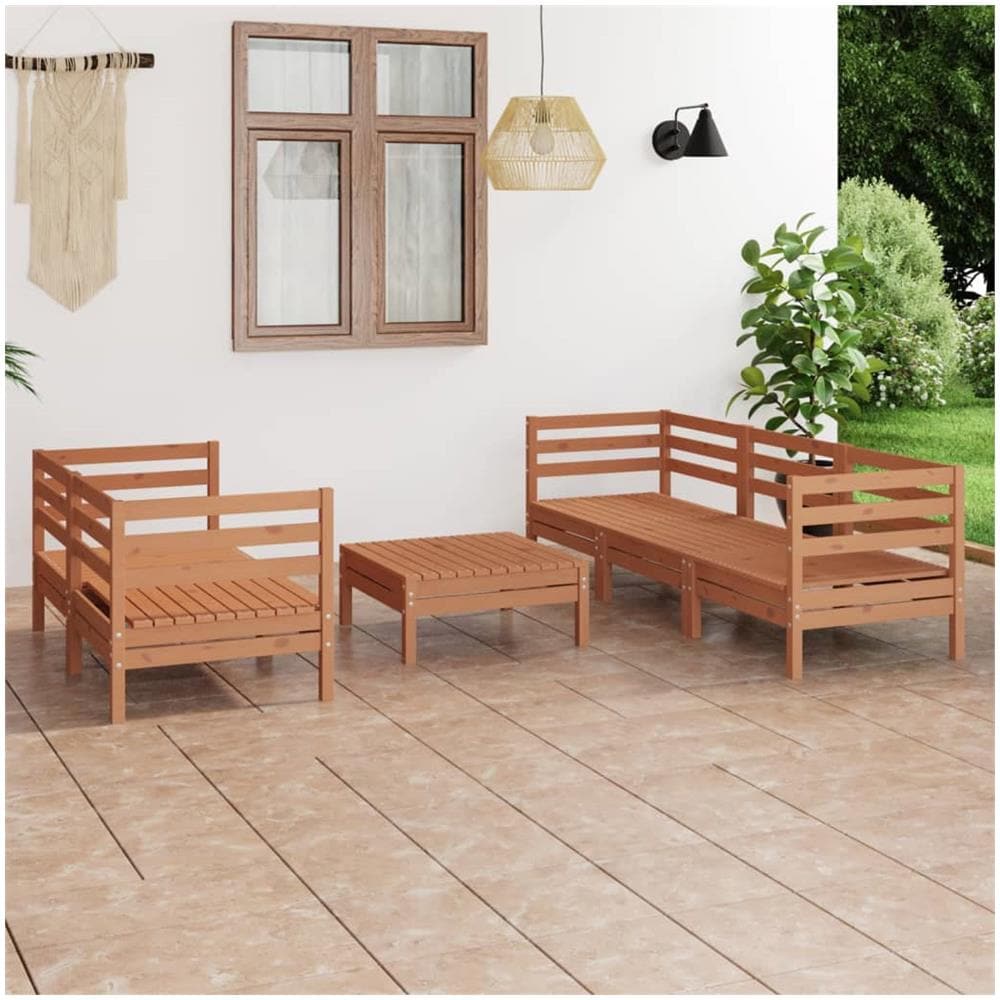 Set Divani Da Giardino 6 Pz Miele In Legno Massello Di Pino - Foto 1