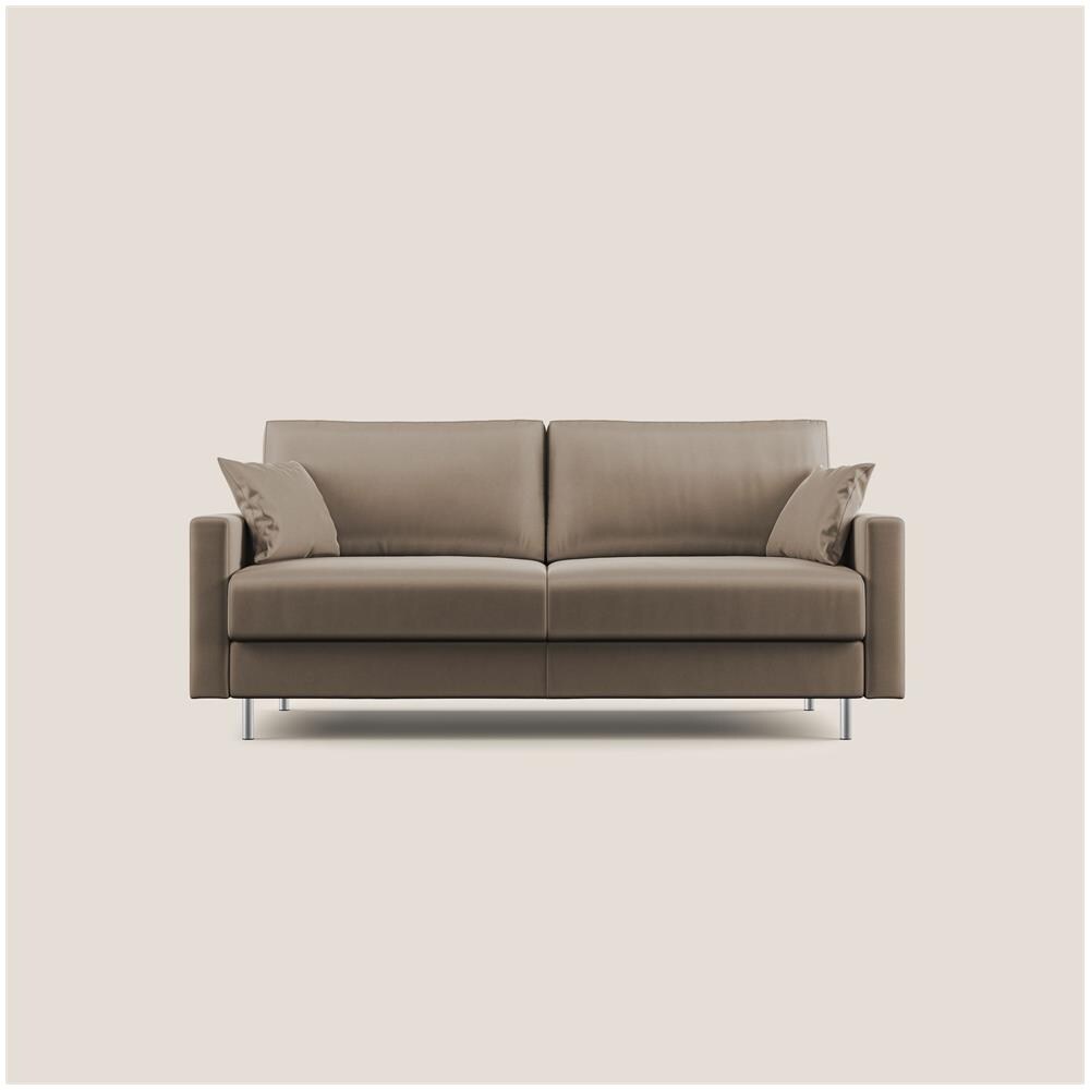 Divano letto 3 posti in tessuto beige con braccioli reclinabili - Caporal