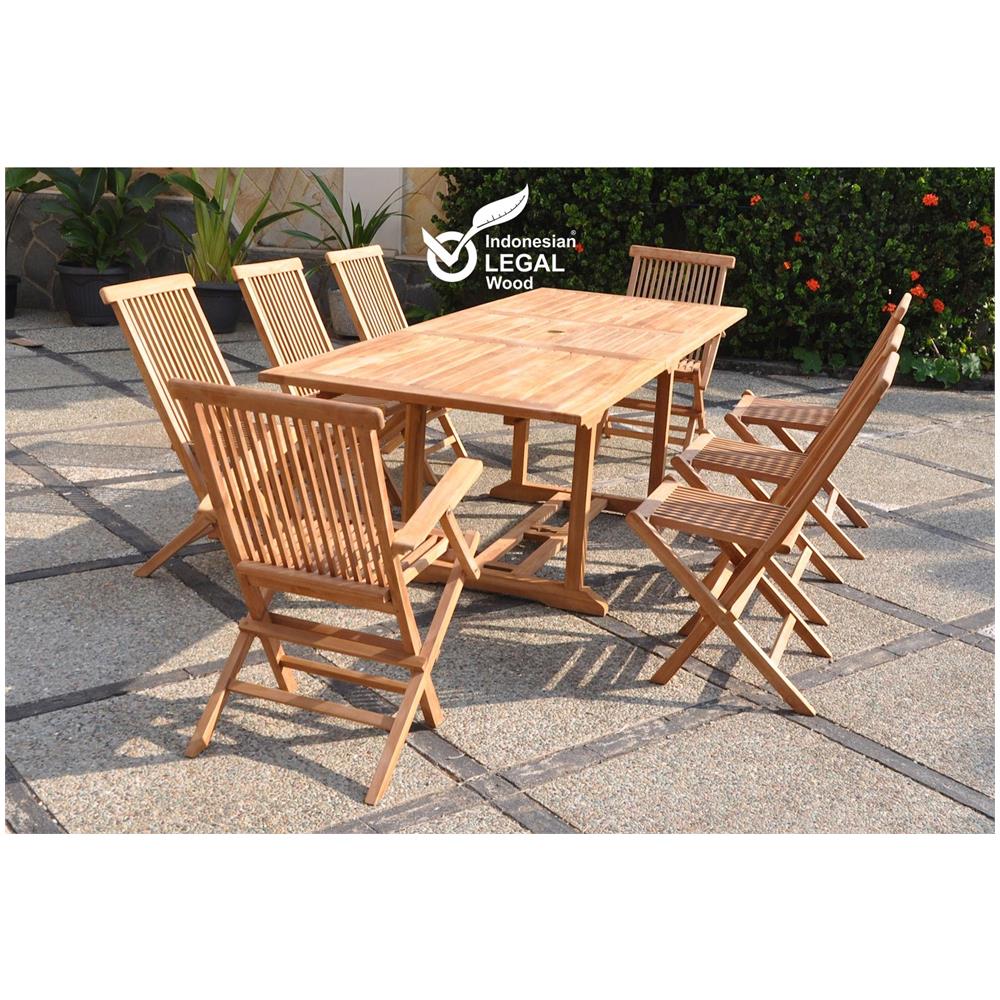 Set Di Mobili Da Giardino In Teak Massiccio Per 8-10 Persone - Tavolo Rettangolare + 6 Sedie + 2 Poltrone Kajang - Foto 1