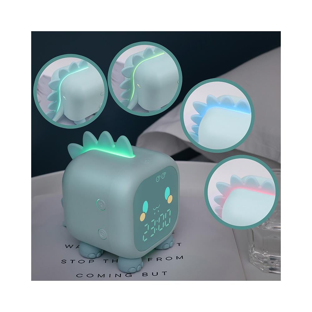 Dinosauro Piccola Sveglia Creativa Intelligente Luce Notturna Voce Cronometraggio Orologio Digitale Applet Led Da Comodino Per Studenti Per Bambini - Foto 3