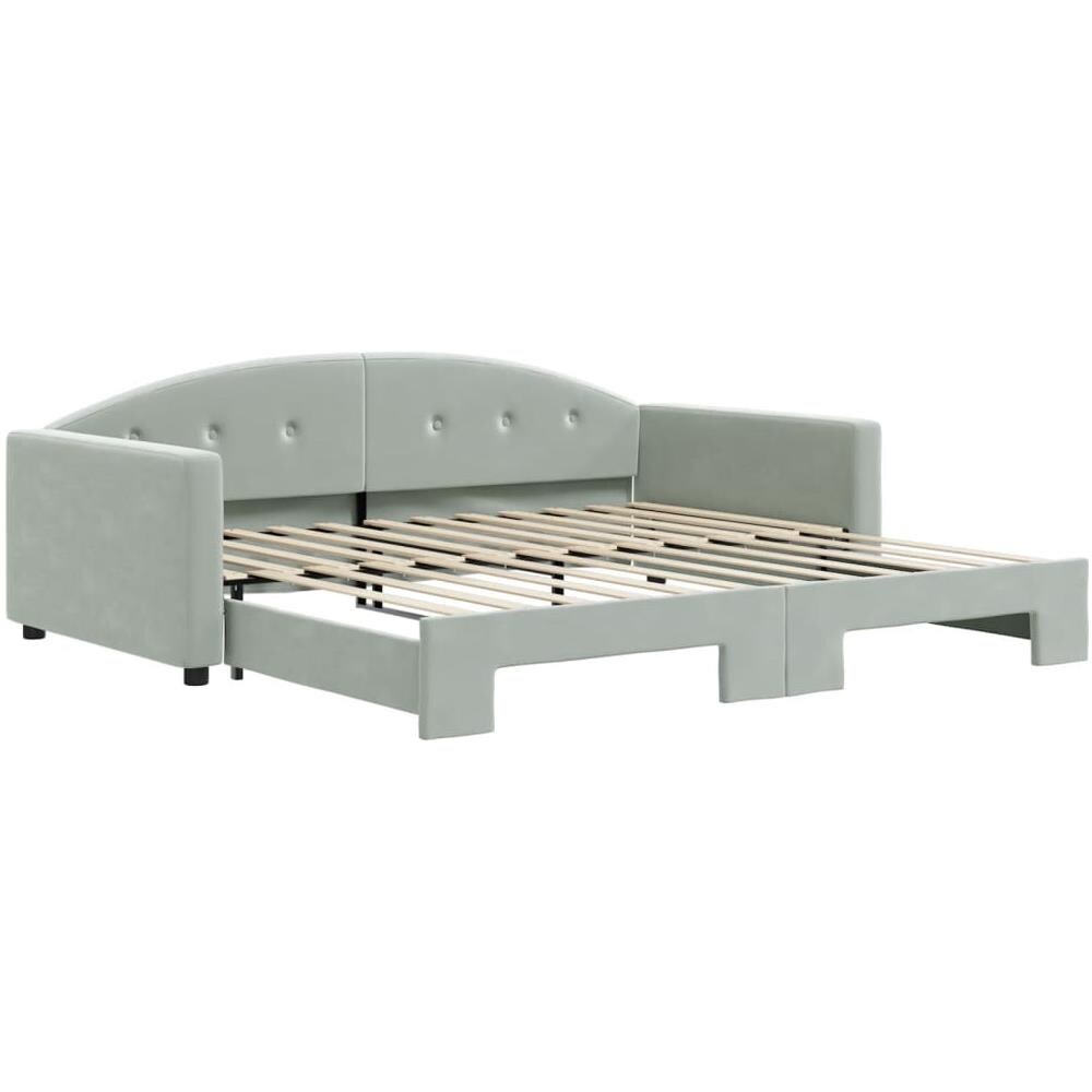 Divano Letto Con Letto Estraibile Grigio Chiaro 100x200 Velluto - Foto 2