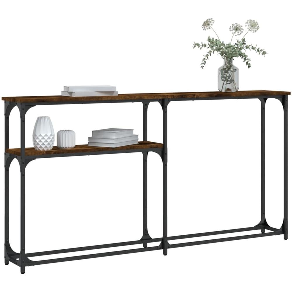 Tavolino Consolle Rovere Fumo 145x22,5x75 Cm Legno Multistrato - Foto 3