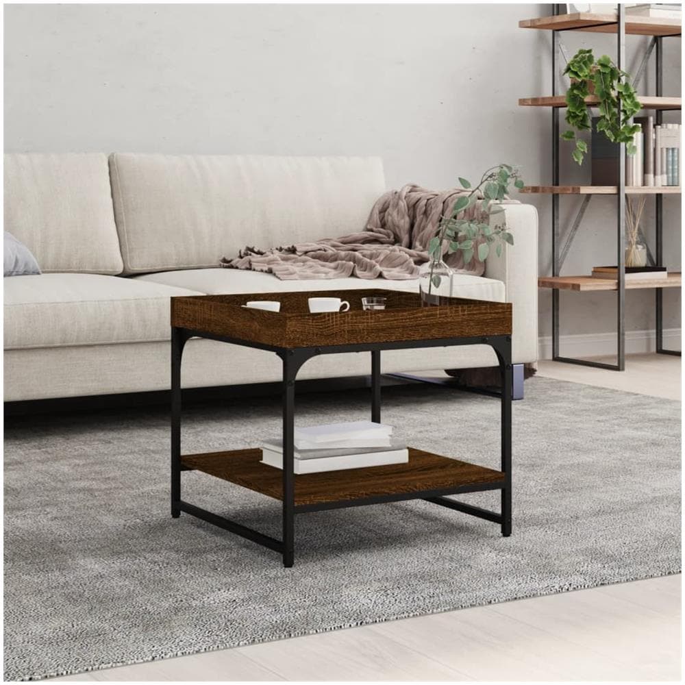 Tavolino Salotto Rovere Marrone 49,5x49,5x45 Legno Multistrato - Foto 1