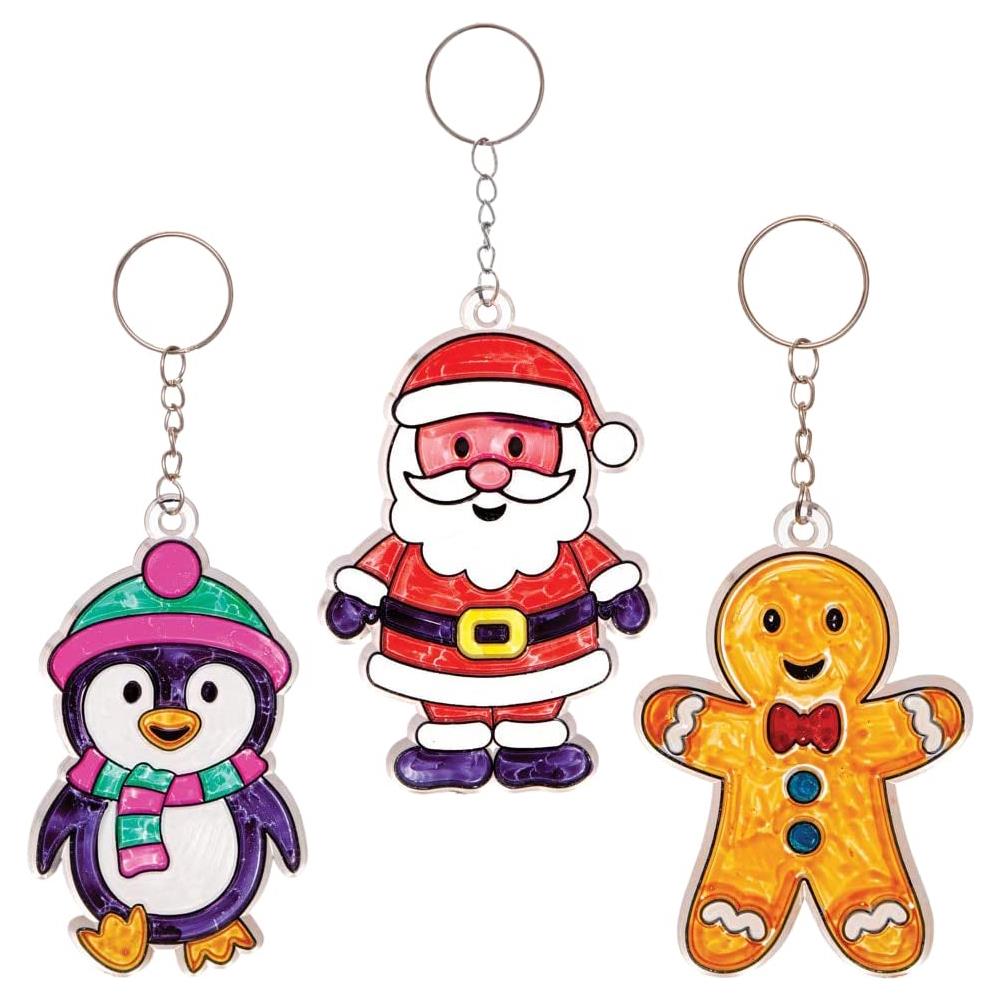At295 Kit Portachiavi Natalizi Suncatcher - Confezione Da 6, Arti E Artigianato Festivi, Assortiti - Foto 1