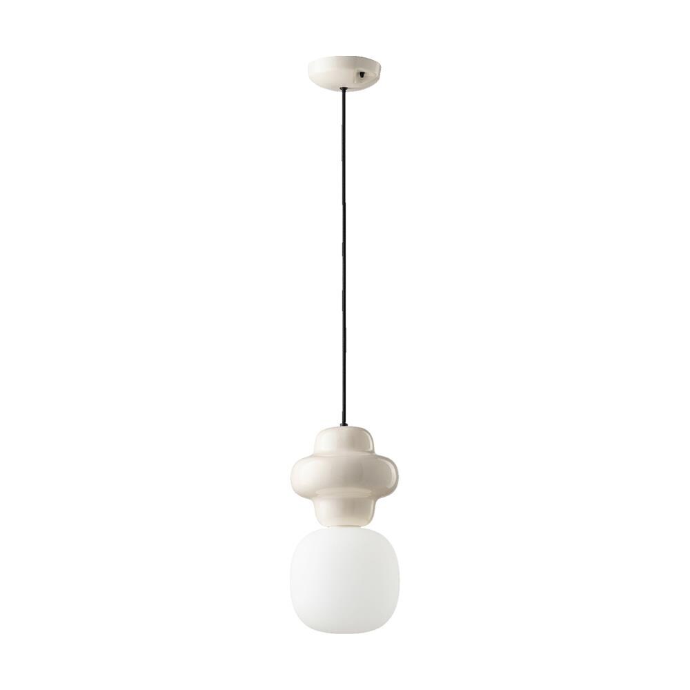 Sospensione Vintage Decò Copacabana Ceramica Bianca 1 Luce E27 - Foto 1