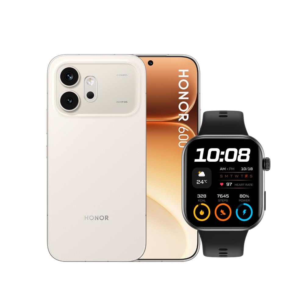 600 5G 512GB 8GB Ram Display 6.57" AMOLED Main Camera 200+12MP Selfie 50MP Dual nanoSim (+eSim) MagicOS 10 Snapdragon 7 Gen4 6400mAh Golden White + Choice Watch 2i Black (Kit) - Foto 1