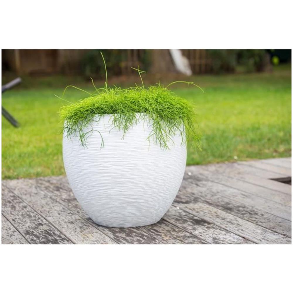 Vaso Per Fiori '' Egg'' - Bianco Cerato- Ø 50 X 45 Cm - Set Di 2 - Foto 5