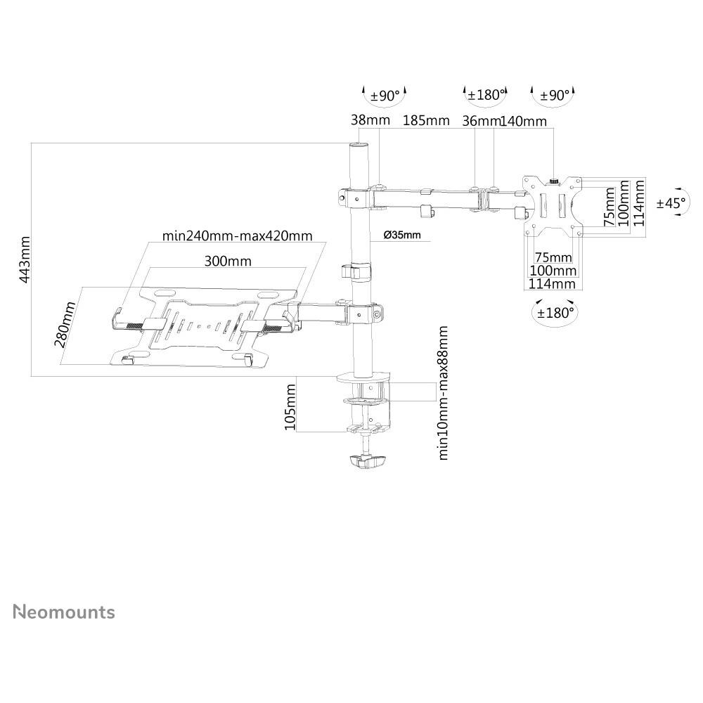 FPMA-D550NOTEBOOK Supporto da Scrivania per Monitor e Notebook - Foto 13