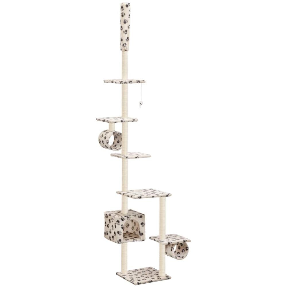 Albero Per Gatti E Tiragraffi Sisal 260 Cm Zampe Stampate Beige - Foto 2