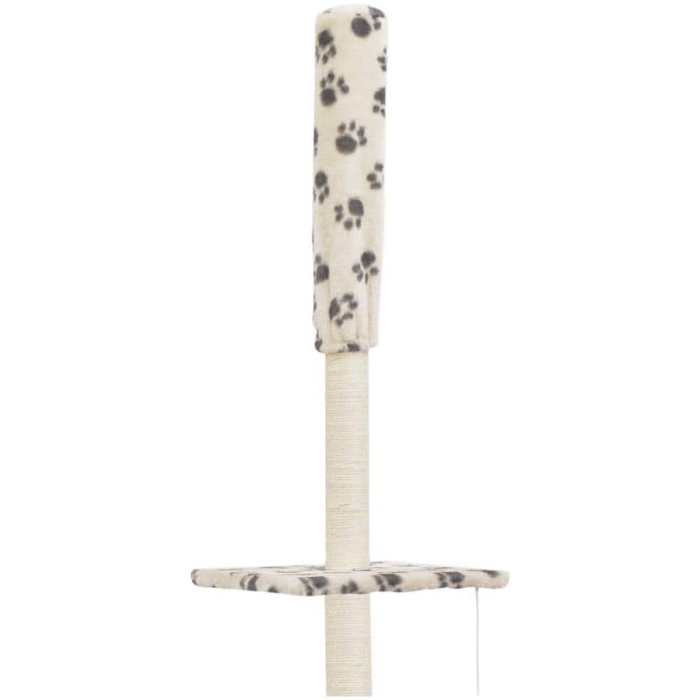 Albero Per Gatti E Tiragraffi Sisal 260 Cm Zampe Stampate Beige - Foto 7