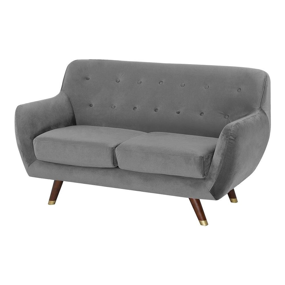 Divano A 2 Posti In Velluto Grigio Bodo - Foto 2