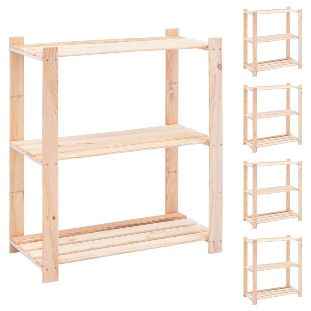 Scaffali A 3 Livelli 5 Pz 80x38x90 Cm Massello Pino Fsc 150 Kg - Foto 1