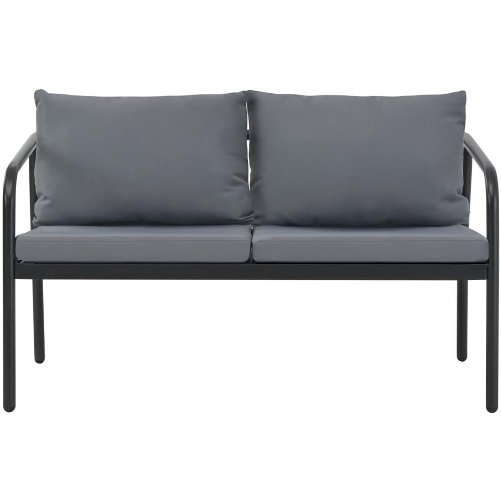 Divano Da Giardino A 2 Posti Con Cuscini Grigio In Alluminio - Foto 2