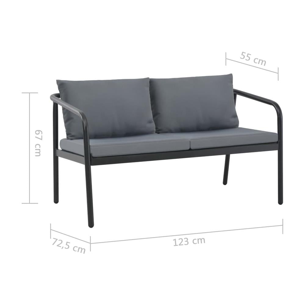 Divano Da Giardino A 2 Posti Con Cuscini Grigio In Alluminio - Foto 12