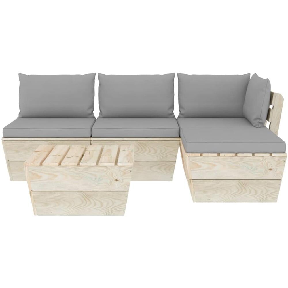 Set Divani Da Giardino Su Pallet 5 Pz Con Cuscini Legno Abete - Foto 2