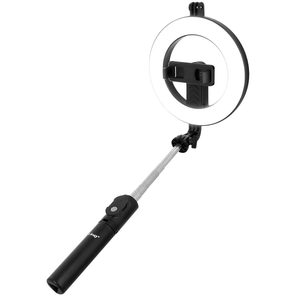 Asta Da Selfie Smartphone Ring Light Treppiedi Comando Bluetooth Nera - Foto 1