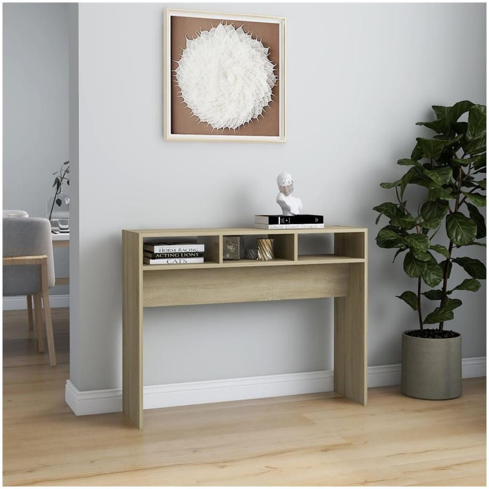 Tavolino Consolle Rovere Sonoma 105x30x80 cm Legno Multistrato - Foto 3