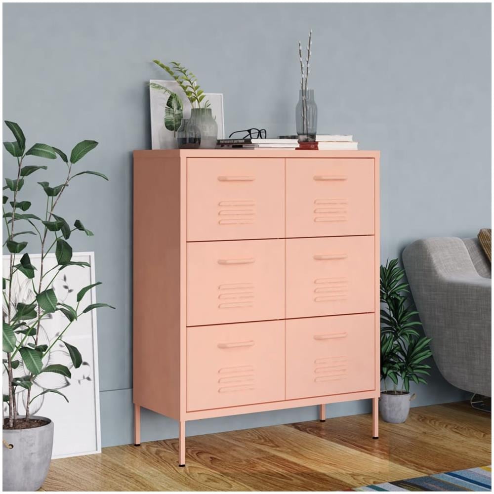 Cassettiera Rosa 80x35x101,5 Cm In Acciaio - Foto 1