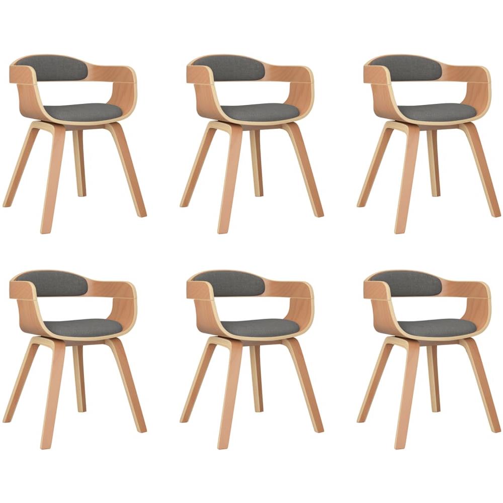 Sedie da Pranzo 6 pz Grigio Chiaro Legno Curvato e Tessuto - Foto 2
