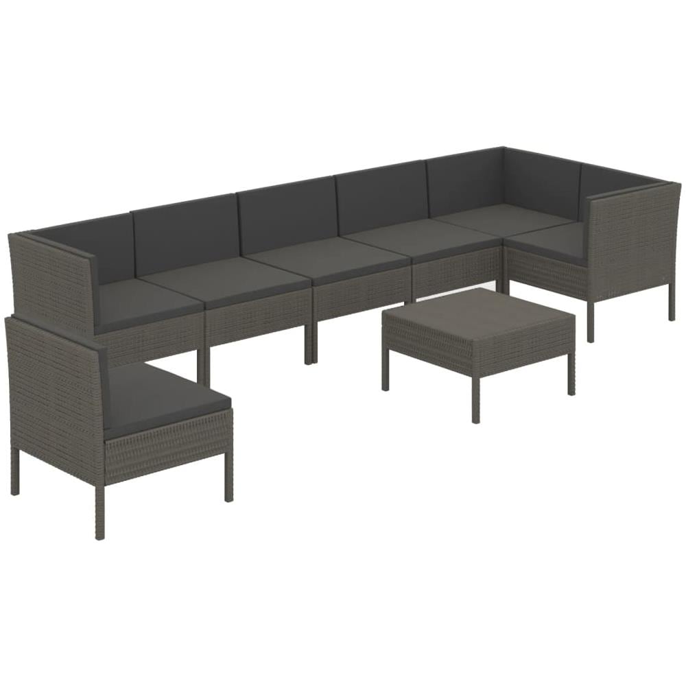 Set Divani Da Giardino 8 Pz Con Cuscini In Polyrattan Grigio - Foto 2