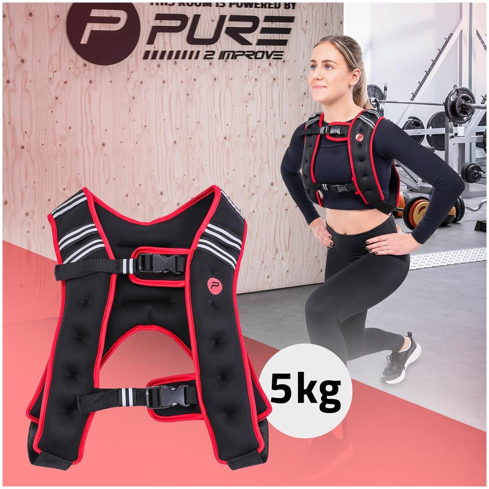 Gilet Pesi Zavorrato Da 5 Kg Allenamento Fitness Workout Corsa 43 Cm X 56-80 Cm - Foto 6