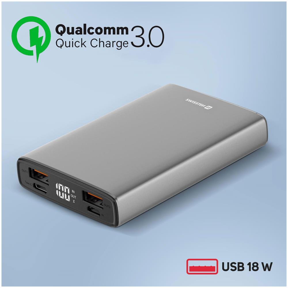 Powerbank 20w Usb-c Power Delivery E Usb Quick Charge 10000mah Swissten Grigio - Foto 5
