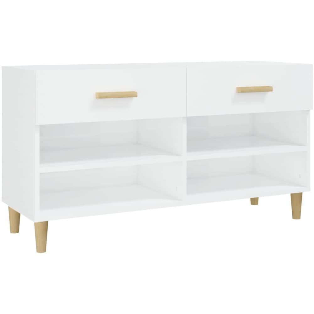 Scarpiera Bianco Lucido 102x35x55 Cm In Legno Multistrato - Foto 2