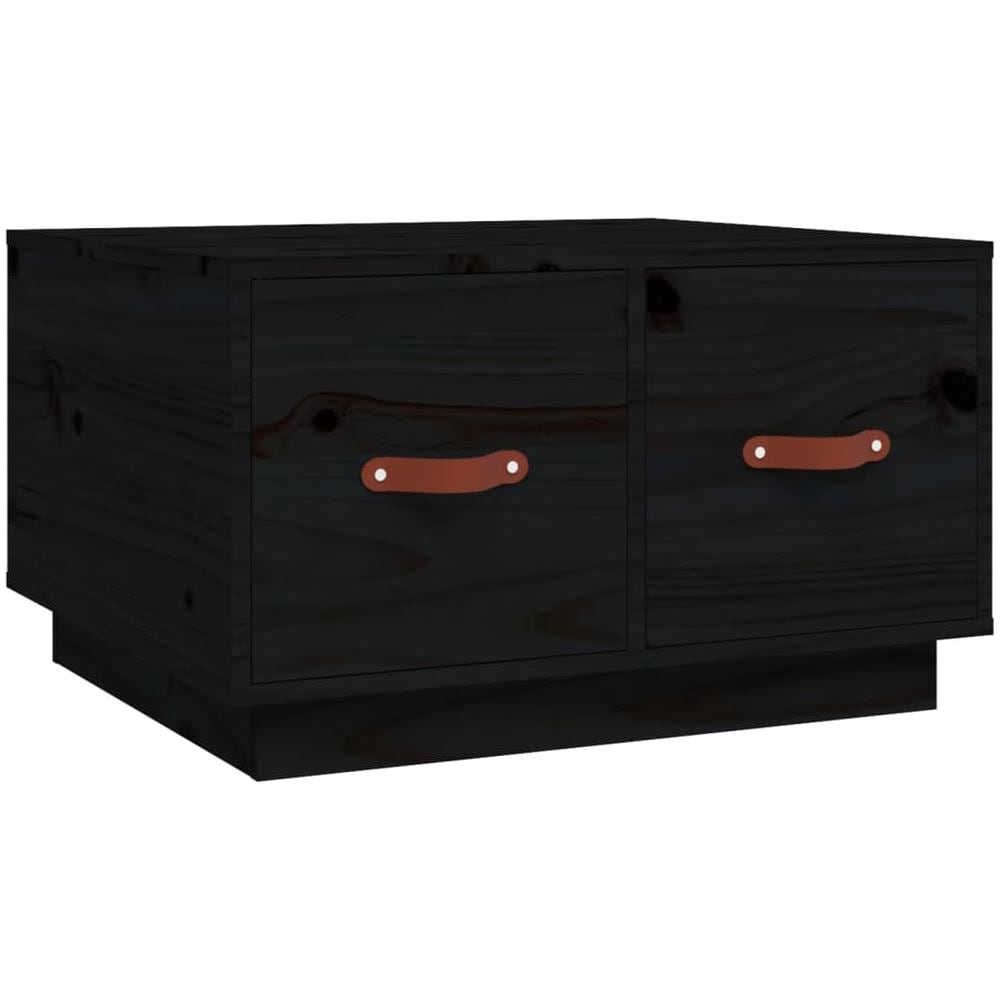 Tavolino Da Salotto Nero 60x53x35 Cm Legno Massello Di Pino - Foto 2