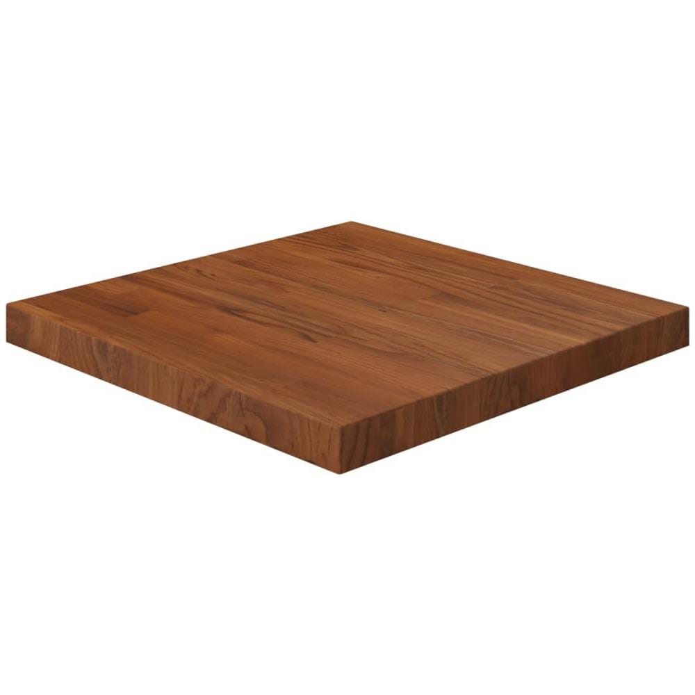 Piano Tavolo Quadrato Marrone Scuro 50x50x4cm Rovere Trattato - Foto 1