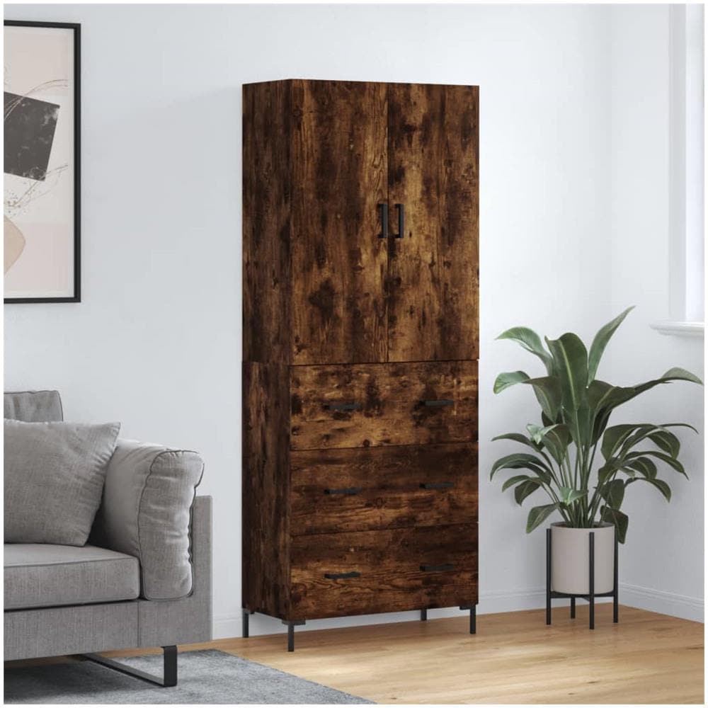 Credenza Rovere Fumo 69,5x34x180 Cm In Legno Multistrato - Foto 1