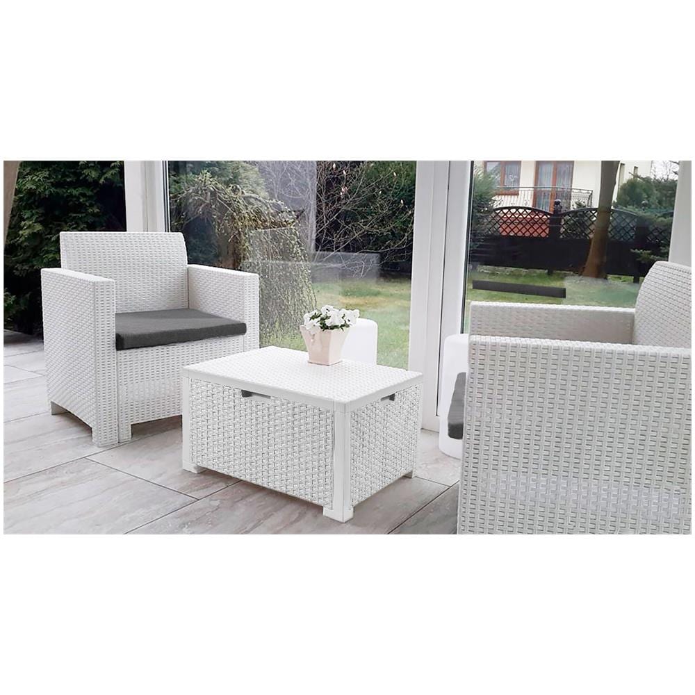 Set Salotto Da Esterno Apis, Salottino Outdoor, Set Da Balcone O Giardino, Composizione Soggiorno Per Esterni, Made In Italy, Bianco - Foto 1