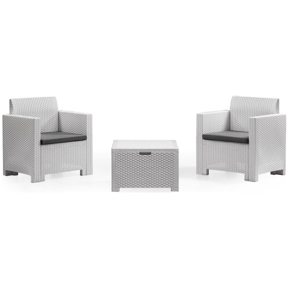 Set Salotto Da Esterno Apis, Salottino Outdoor, Set Da Balcone O Giardino, Composizione Soggiorno Per Esterni, Made In Italy, Bianco - Foto 2