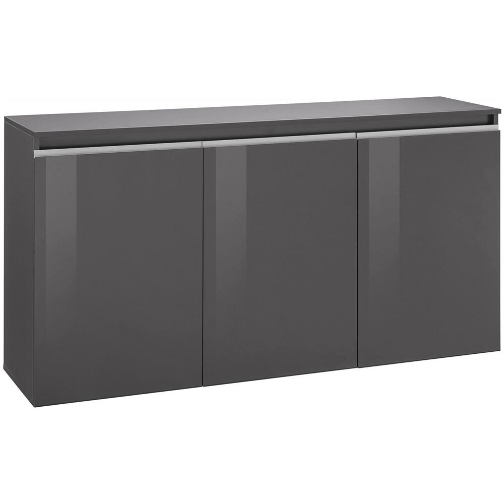 Credenza Pino, Madia Da Cucina A 3 Ante, Buffet Da Soggiorno, 100% Made In Italy, Cm 150x40h81, Antracite Lucido - Foto 2