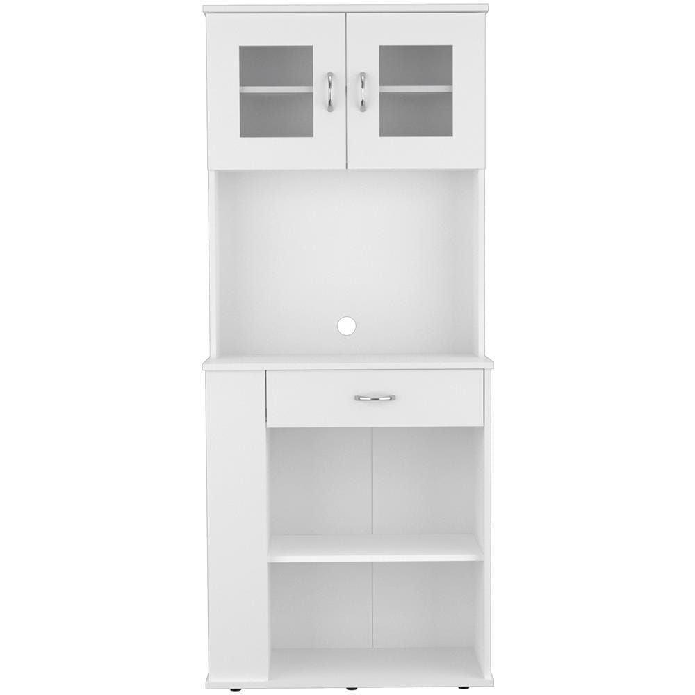 Mobile Da Cucina A Microonde Capienza, Con 1 Cassetto E Armadio A 2 Ante, 170 Cm H X 70 Cm L X 35 Cm P, Bianco - Foto 1