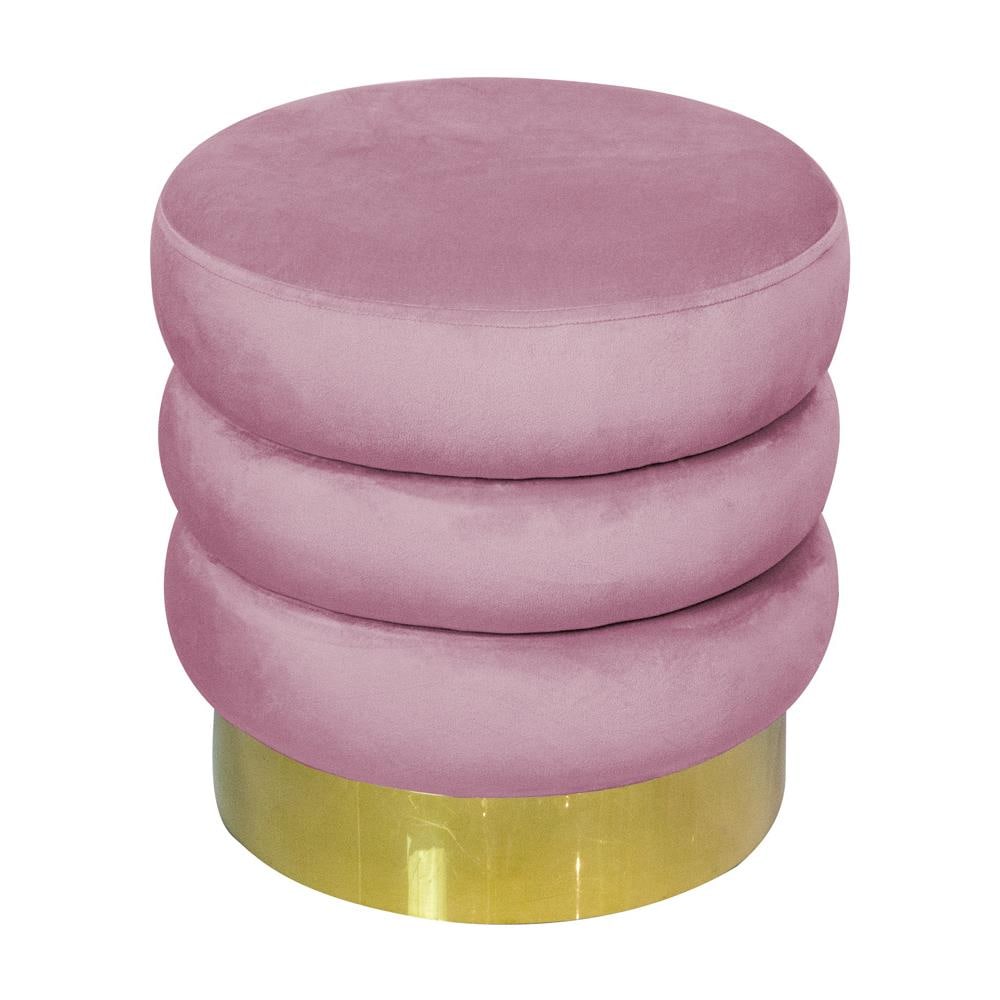 Pouf Salotto Camera Rotondo Imbottito Modello Velvet Creamy Tinta Unita Pouf Cipria - Foto 1