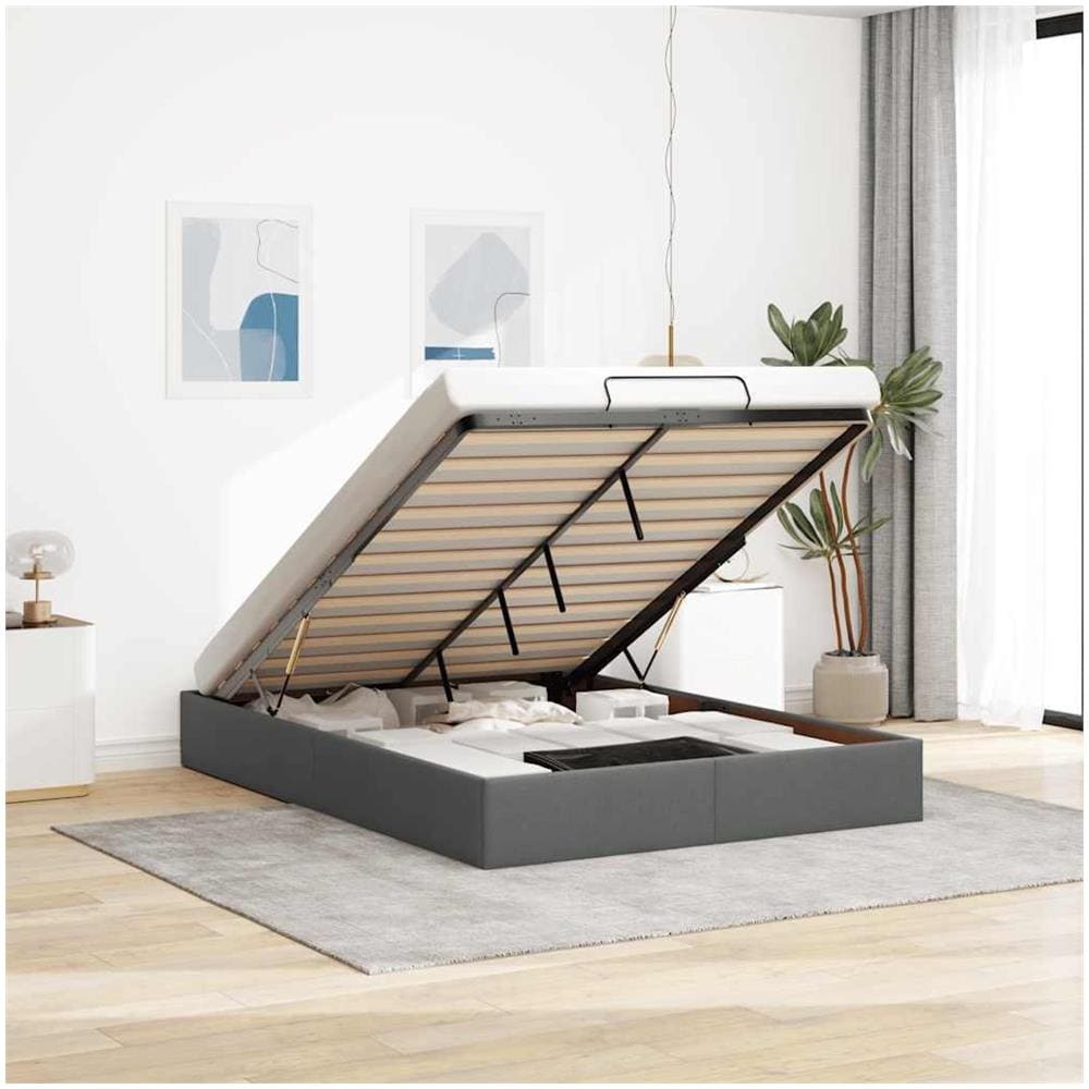 Struttura Letto Pouf senza Materasso 140x190 cm in Tessuto - Foto 2