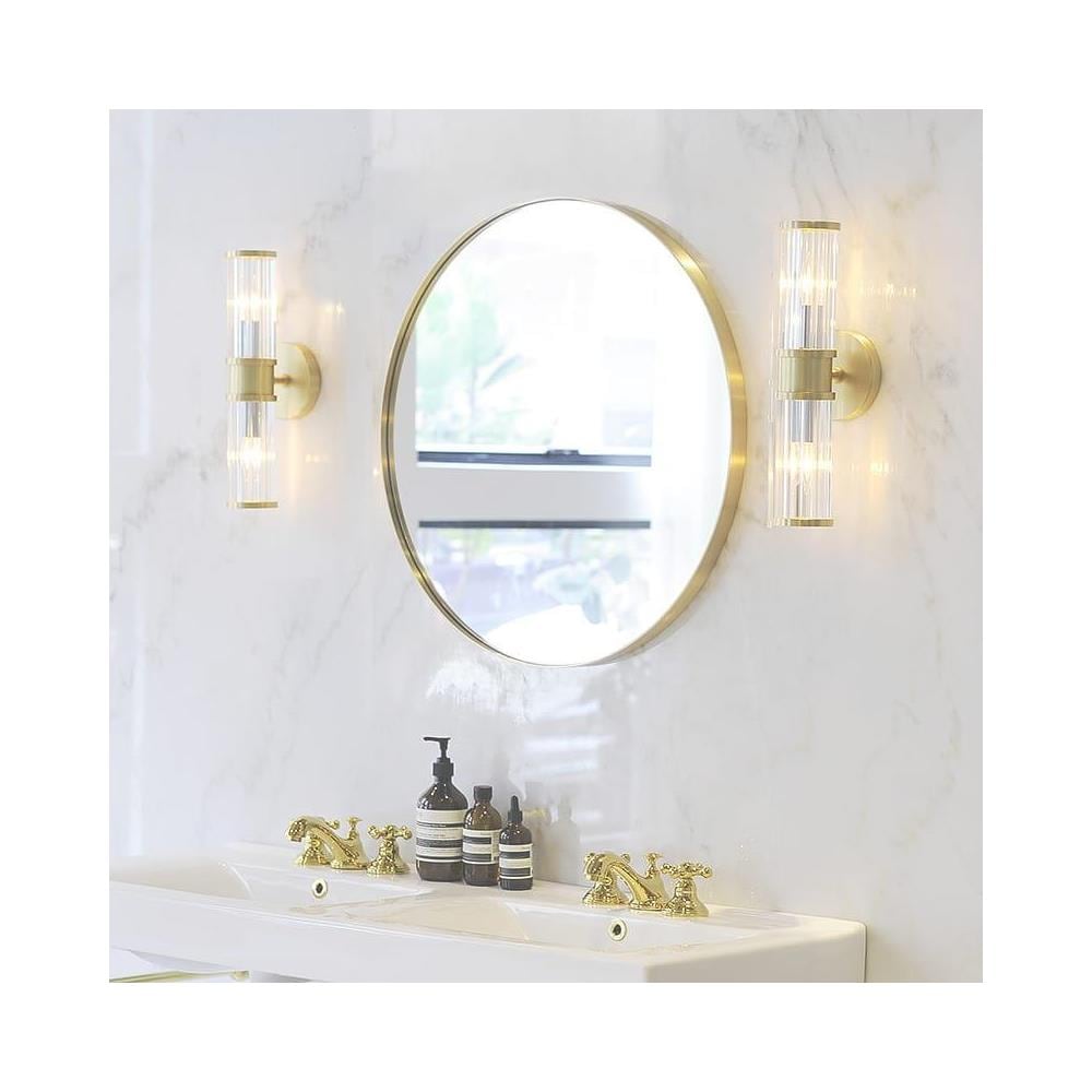 Specchio 50CM con cornice dorata Specchio rotondo in metallo stile moderno - Foto 5