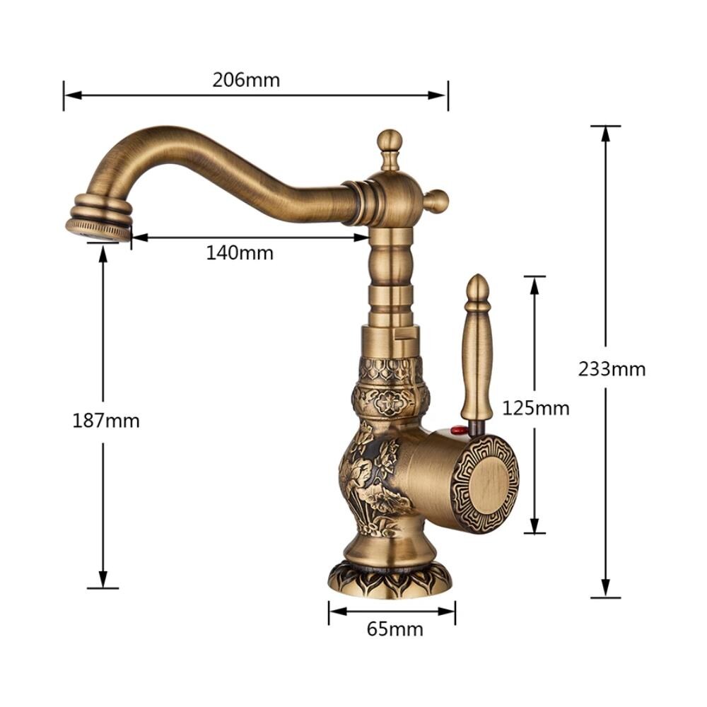 Rubinetto per lavabo da bagno, Blackswan, tipo M39, modello bronzo antico, misura 23,3 cm - Foto 4