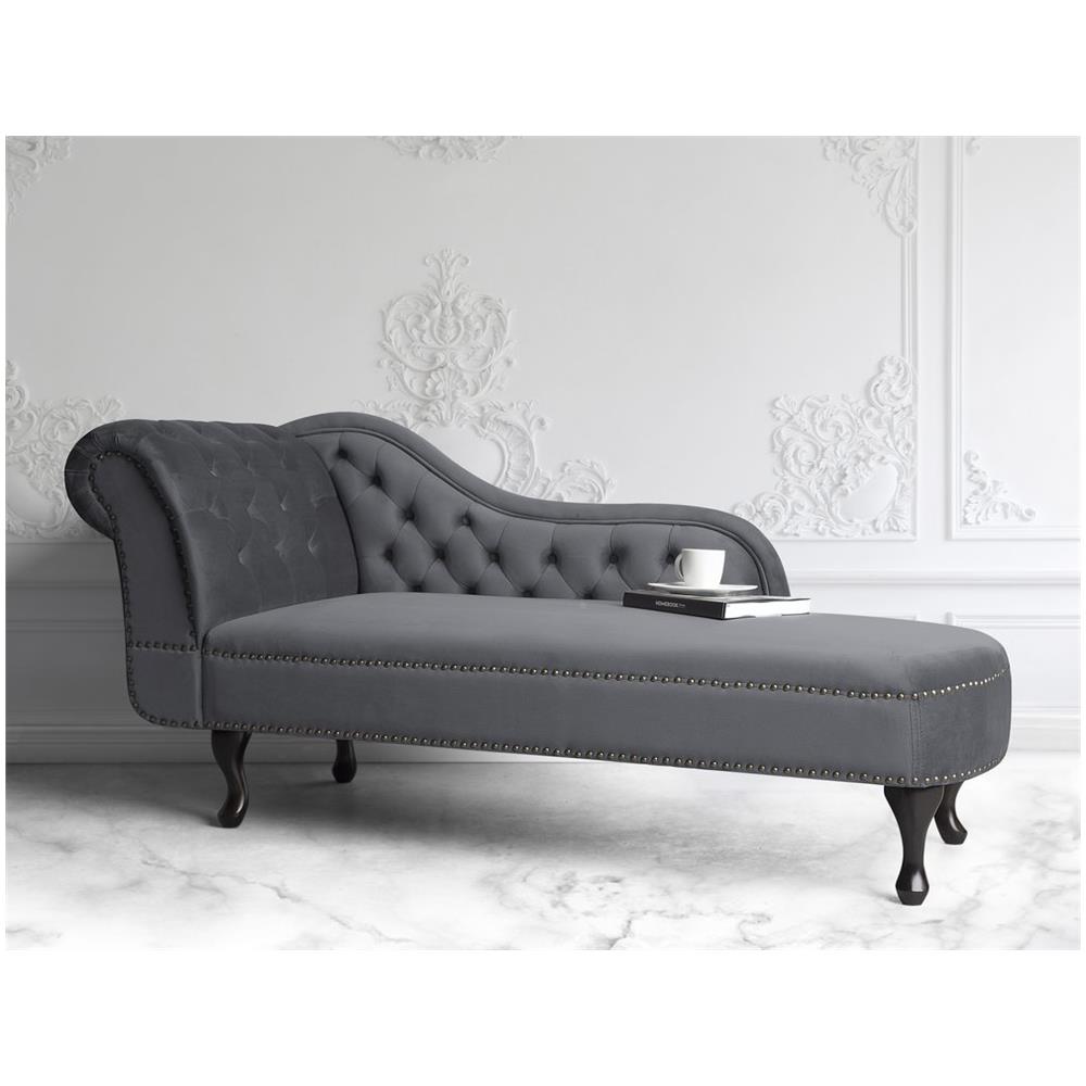 Chaise Longue Sinistra In Velluto Grigio Nimes - Foto 2