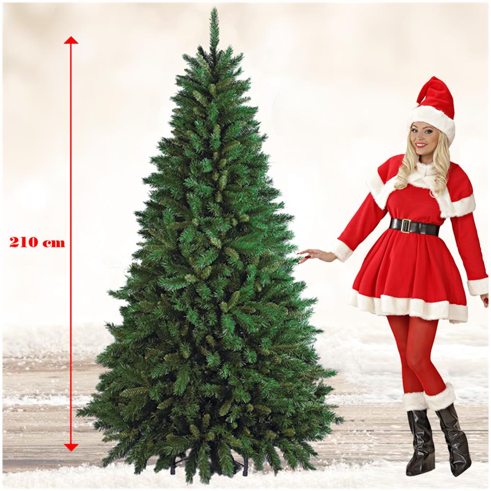 Albero Di Natale 210cm New Tiffany Super Folto 1078 Rami Pino Verde Base A Croce - Foto 2